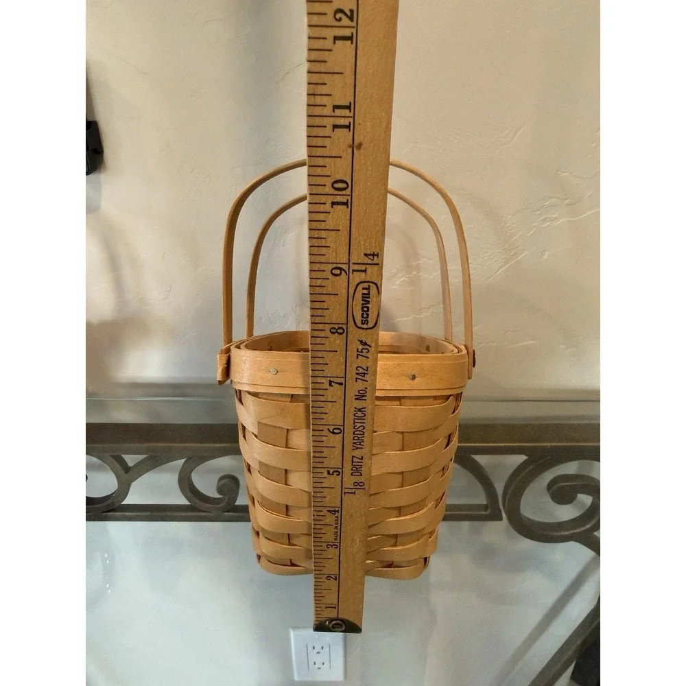 Vtg 2003 Royce Craft Handwoven Slanted Vegetable Basket w/ Plastic Protector OH